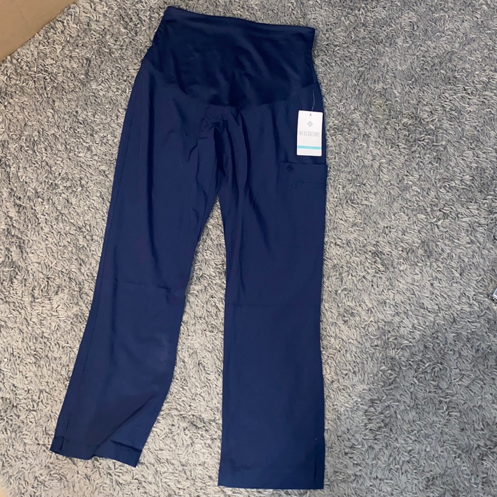 MedCouture Womens Maternity scrub pants with belly band side & back pockets NWT